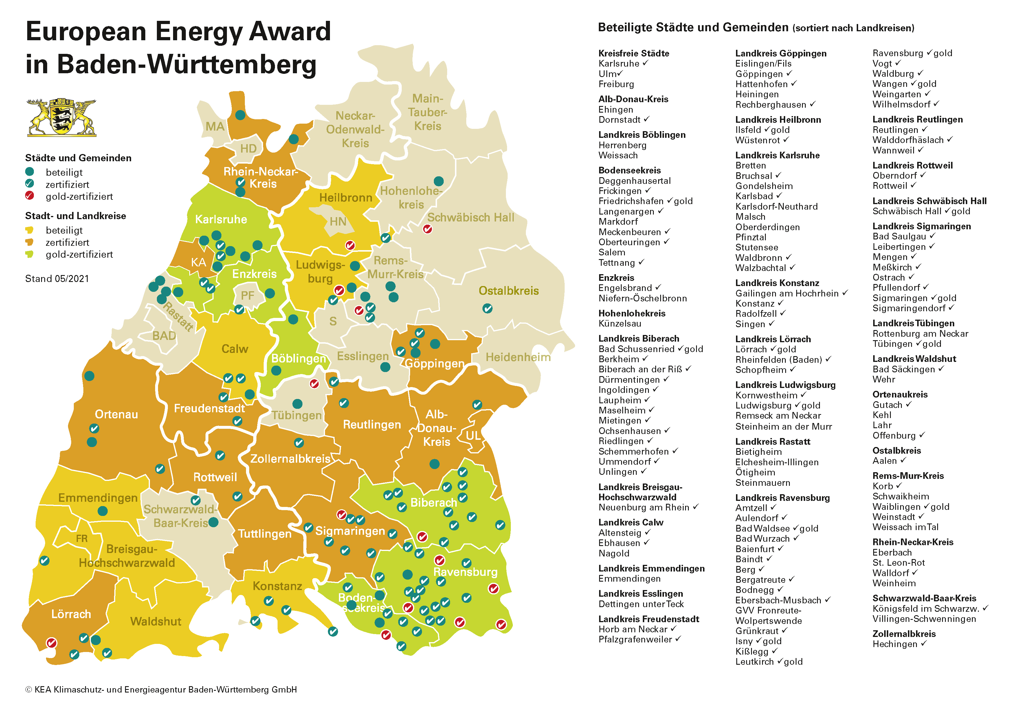  Abbildung Karte der eea-Kommunen in Baden-Württemberg 